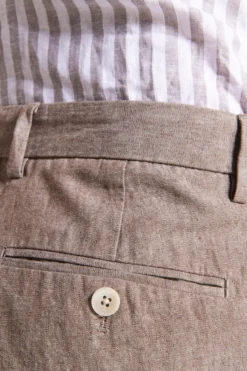 Taupe linen blend slub trousers