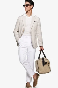 Taupe linen blend striped blazer