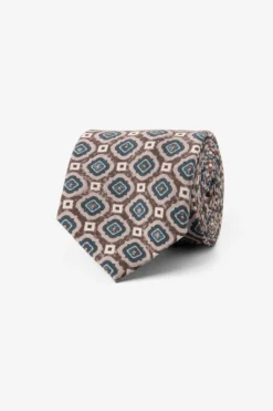 Taupe macro design tie