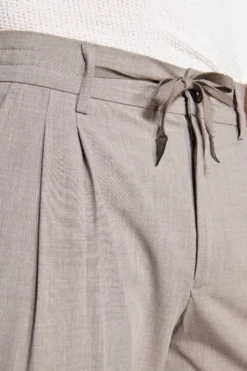 Taupe melange canvas drawstring pants