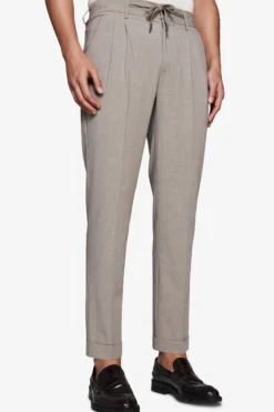 Taupe melange canvas drawstring pants