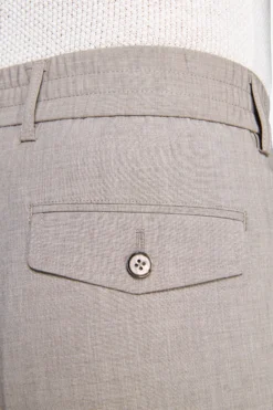 Taupe melange canvas drawstring pants