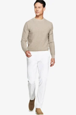 Taupe rice stitch crewneck sweater
