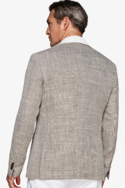 Taupe textured linen blend blazer