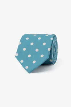 Teal linen blend tie