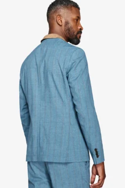 Teal pinstripe suit blazer