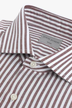 Terracotta striped textured slim shirt