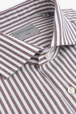 Terracotta striped textured slim shirt