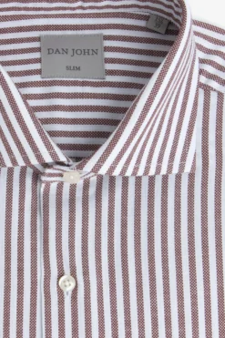 Terracotta striped textured slim shirt