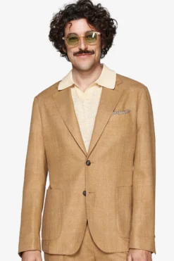 Tobacco linen blend blazer