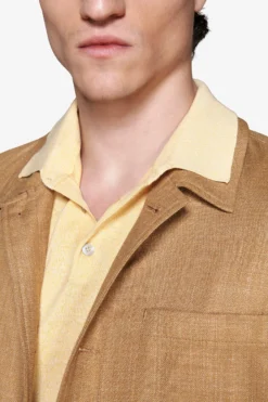 Tobacco linen blend overshirt