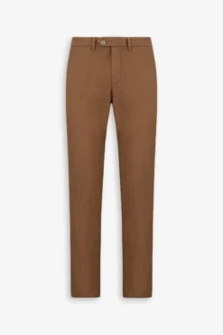 Tobacco linen blend slub trousers