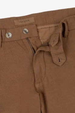 Tobacco linen blend slub trousers