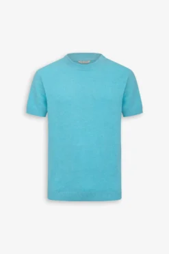 Turquoise woven knit t-shirt