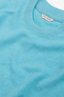 Turquoise woven knit t-shirt