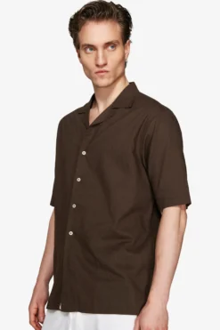 VOLUME Dark brown linen blend shirt