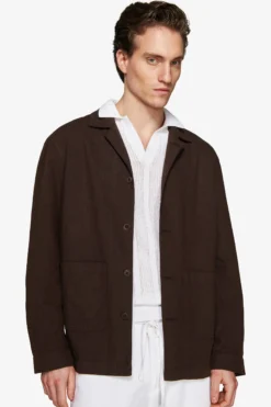 VOLUME Dark brown linen blend blazer
