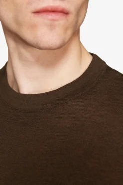VOLUME Dark brown linen blend t-shirt