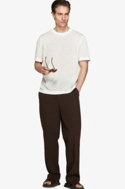 VOLUME White linen blend t-shirt