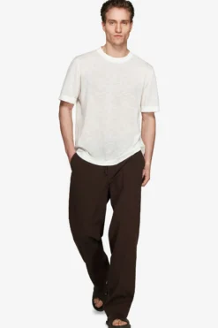 VOLUME White linen blend t-shirt