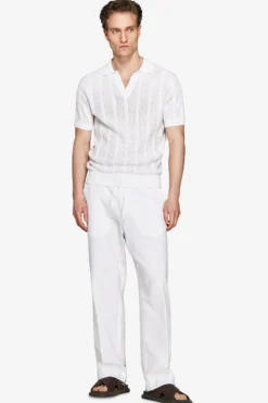 VOLUME White woven knit polo shirt
