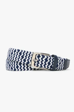 White/blue two-tone woven elastic belt