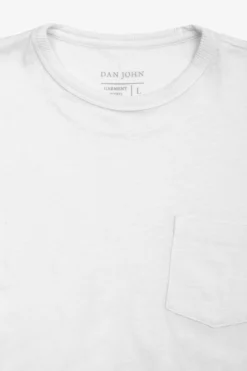 White crewneck t-shirt with chest pocket