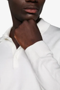 White knitted polo shirt with buttons