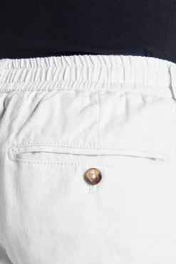 White linen blend drawstring pants