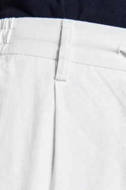 White linen blend drawstring pants