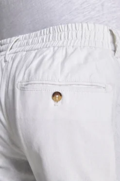 White linen blend drawstring pants