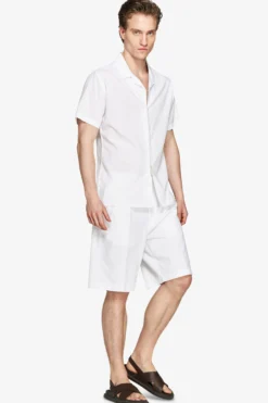 White linen blend Hawaiian shirt