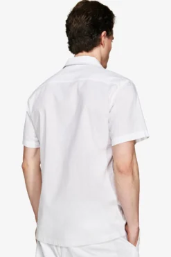 White linen blend Hawaiian shirt
