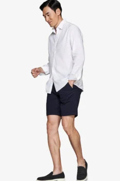 White linen blend relaxed shirt