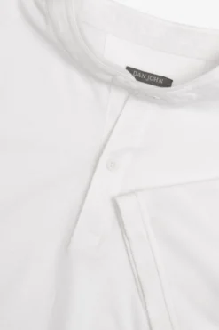 White piquet band collar polo shirt