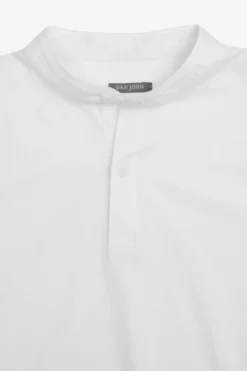 White piquet band collar polo shirt