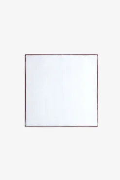 White pocket square with contrasting burgundy border