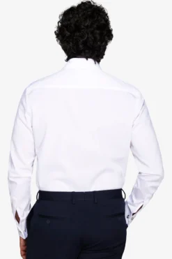 White slim piquet cufflink shirt