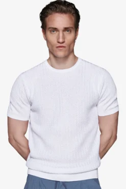 White textured crewneck sweater