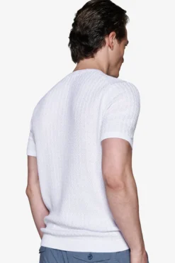 White textured crewneck sweater
