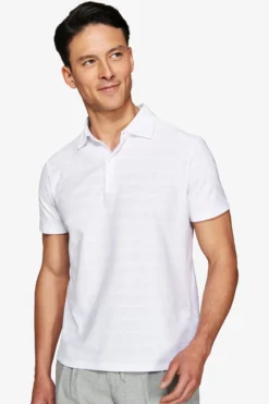White textured jersey polo shirt