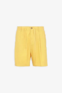 Yellow Bermuda shorts with pleats