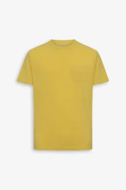 Yellow crew-neck T-shirt with chest pocket