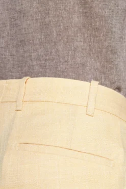 Yellow linen blend Bermuda shorts with pleats