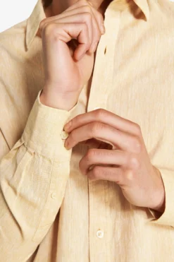 Yellow linen blend relaxed shirt